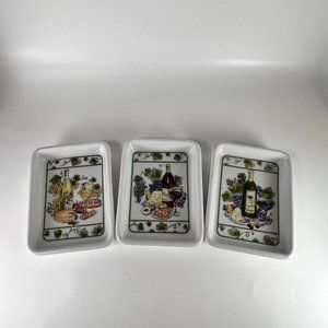 I Godinger Co Dipping Bowls Snack dish Wine Cheese Bread Motif Lot of 3 Gift